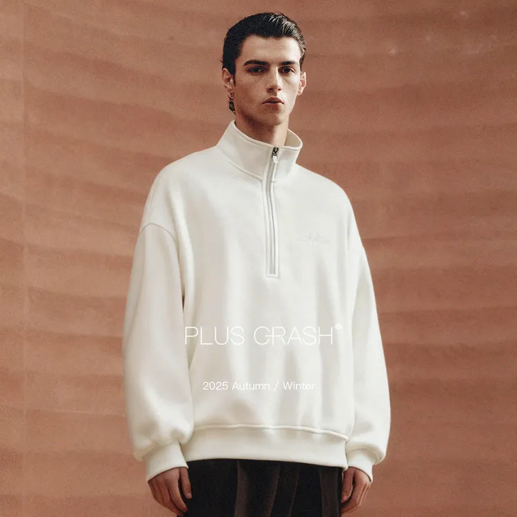 NPC潮牌PLUS CRASH半开襟拉链带领卫衣男女保暖秋冬休闲PC55ST78