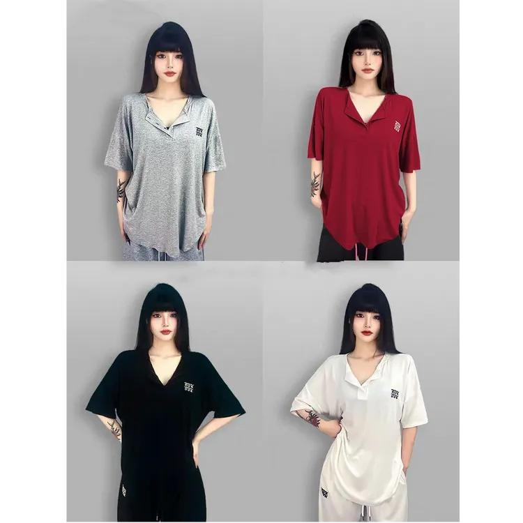 街舞潮牌宽松跳舞hiphop短袖刺绣上衣女嘻哈爵士舞运动半袖服饰潮