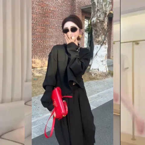 开春穿搭一整套慵懒风宽松设计感百搭圆领卫衣高腰显瘦半身裙套装