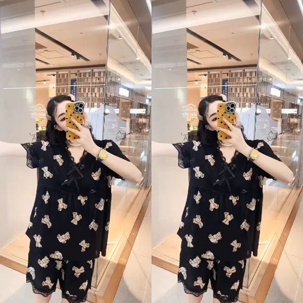 夏季空调透气网眼显瘦遮肉V领大码女款时尚新款家居服可外穿睡衣
