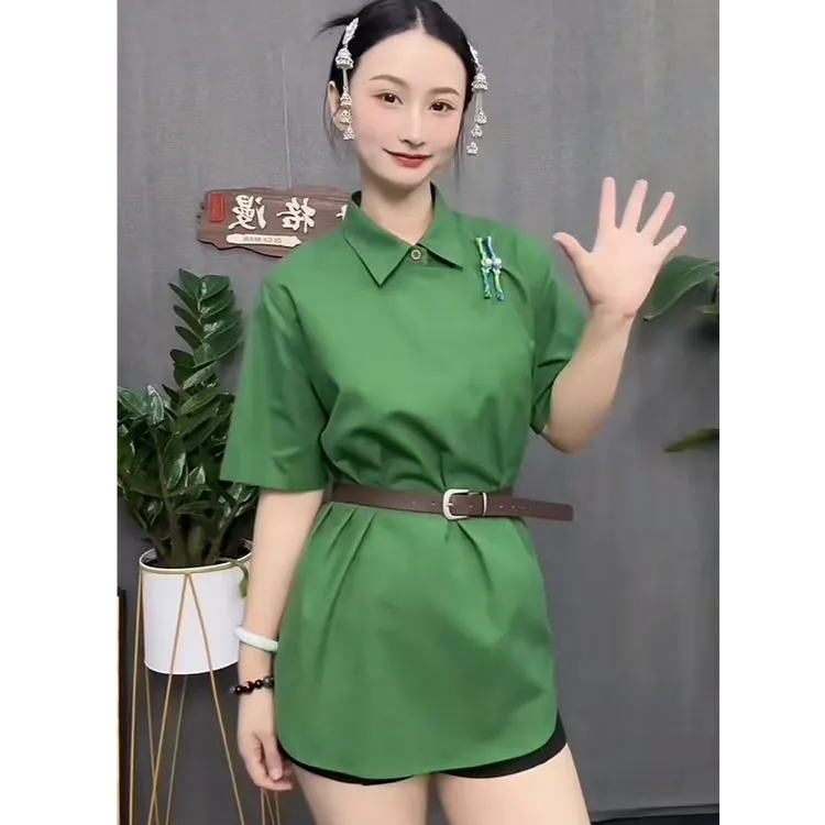 【蒙式丽人】蒙古元素高级定制款亚麻衬衫时尚休闲短袖显瘦百搭