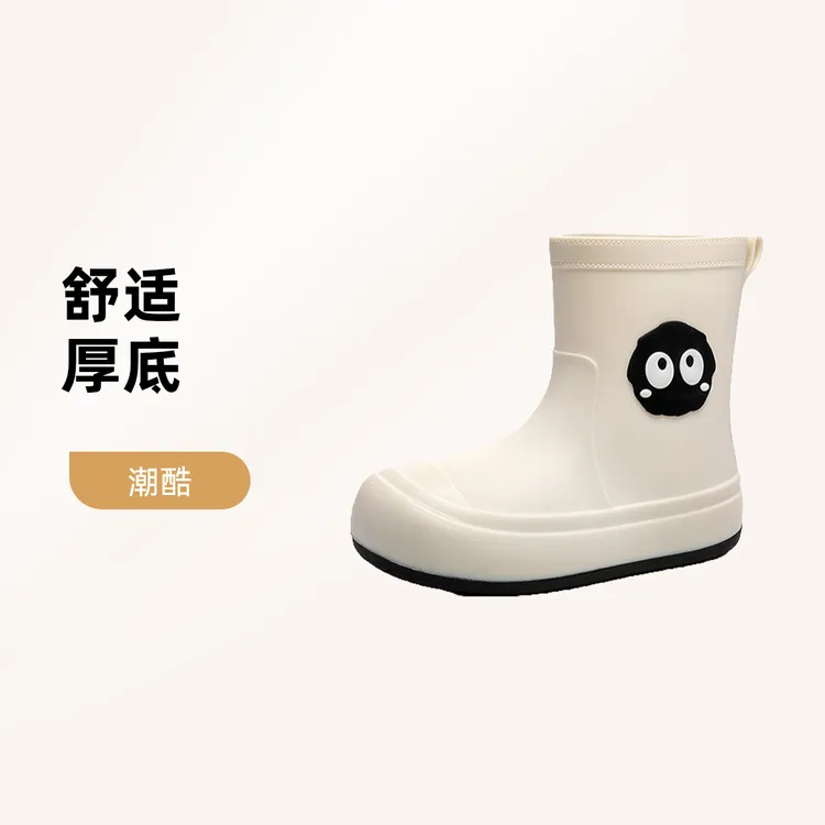 日系雨鞋时尚新款女士防水水靴中筒轻便外穿厚底防滑雨靴胶鞋女款