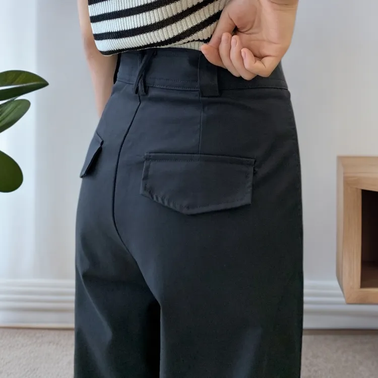 天丝棉休闲阔腿裤子女2025新款夏季薄款垂感直筒裤宽松女裤西装裤