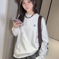 TTY2025美式复古立领半拉链oversize字母印花运动百搭上衣278114