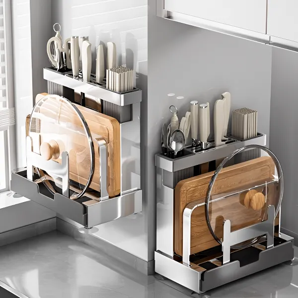 304不锈钢刀架置物架多功能菜板架菜刀筷笼一体刀具砧板壁挂收纳