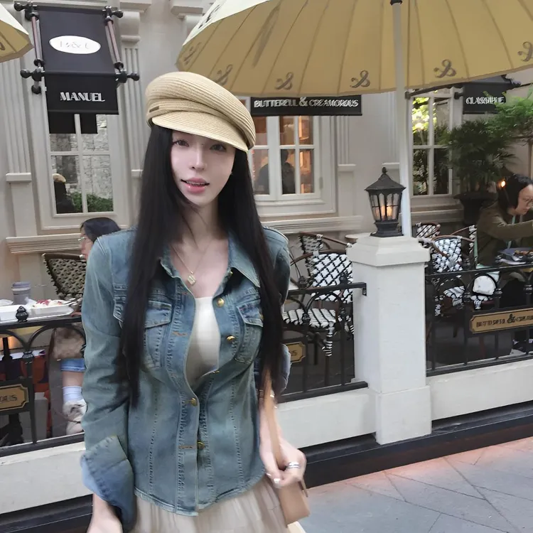 2025法式气质长袖牛仔外套+独特超好看连衣裙显瘦高级感两件套