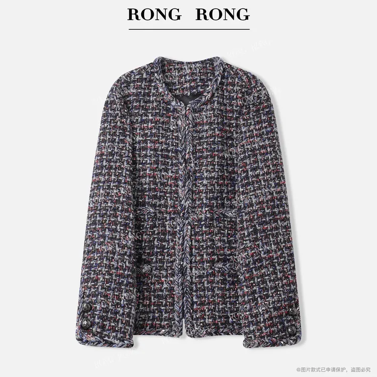 溶溶【星紫梦境】RONGRONG 绵羊毛混色粗花呢轻奢风外套25JM8586139