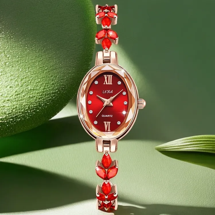 红色罗兰·新款椭圆形时尚手链腕表6819 H