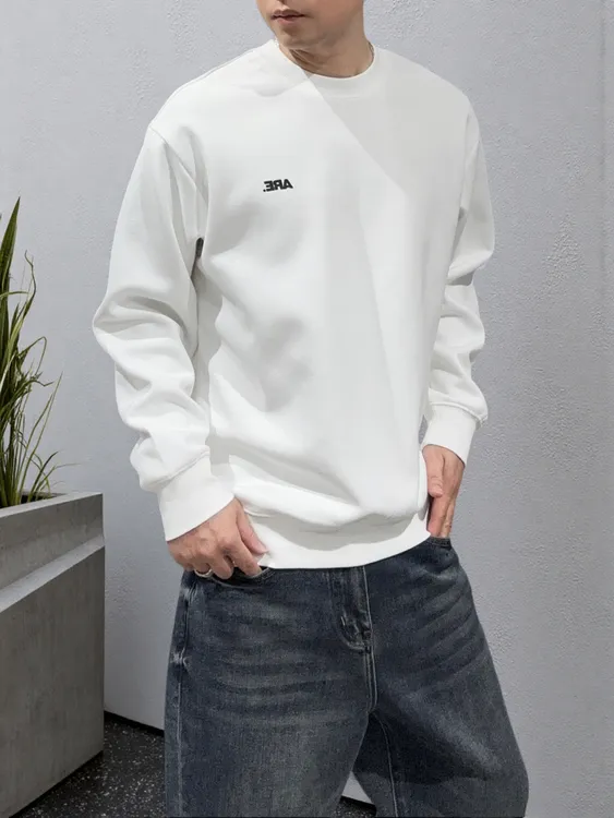 秋季新款简约字母印花圆领卫衣男套头宽松休闲百搭长袖上衣帅气