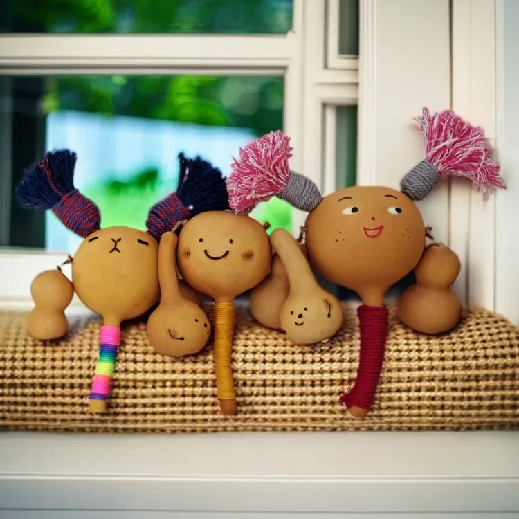 适合2个月以上宝宝玩耍的葫芦拨浪鼓手工天然葫芦拨浪鼓安抚玩具