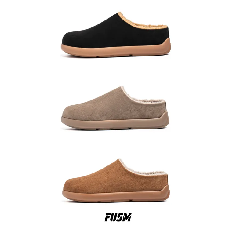 FSM*25FW男士懒人穆勒鞋冬季加绒保暖勃肯鞋包头拖鞋舒适一脚蹬