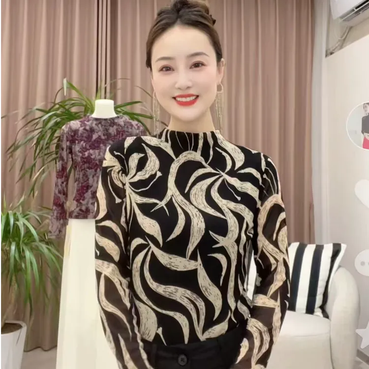 【不定位花】气质长袖法式印花T恤女士时尚舒适内搭打底衫时髦显瘦