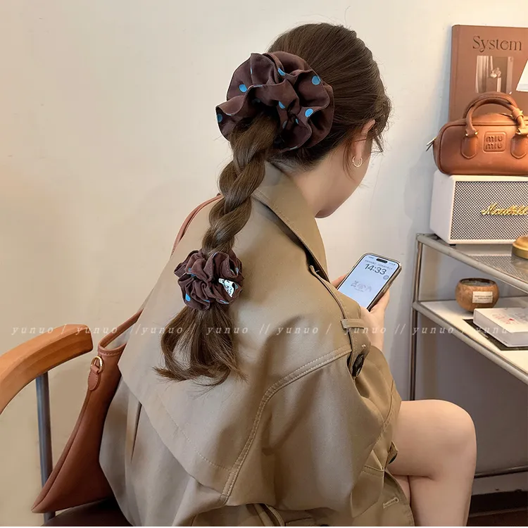 韩系慵懒风方巾大肠发圈女蝴蝶结头绳2025新款皮筋扎头饰发绳