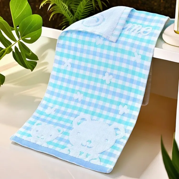 柔软透气纯棉纱布长方形洗脸巾幼儿园学生家用可爱吸水毛巾面巾