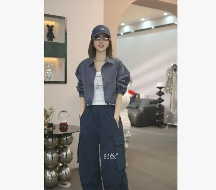 熙薇【褐铁矿染】2025早秋时尚休闲格纹经典新款上衣H3821