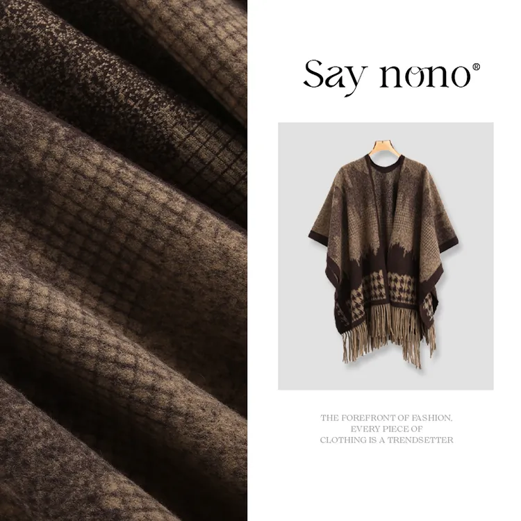 懒猫nono│Saynono 高克重羊毛图案披肩外套/ZSYKY26080