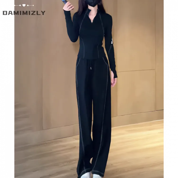 欧货休闲运动套装女秋装2026新款显瘦减龄设计感卫衣阔腿裤两件套