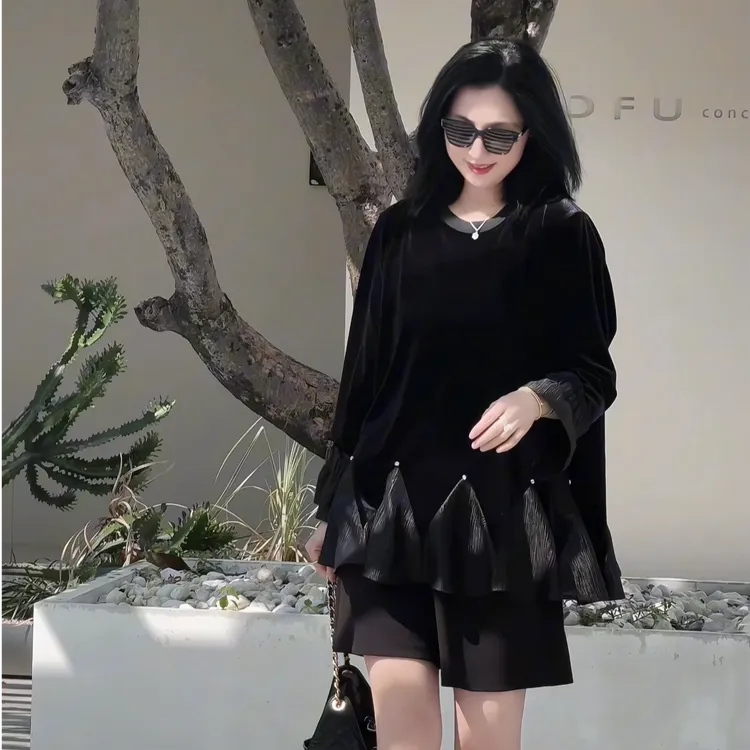 【娜姐秋冬新款8107】2025年巴瑟大码女装宽松显瘦百搭潮流长袖上衣