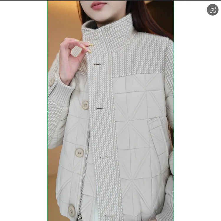 2510#休闲加厚拼接棉衣时尚百搭外套棉服