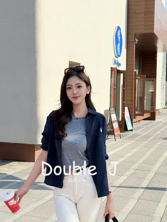 DOUBLE J【高智】秋季冷静松弛感刺绣轻奢小众内搭衬衫＋披肩