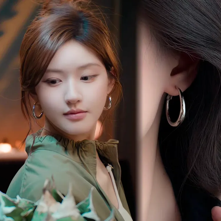 纯铜耳饰 银色大圈无耳洞耳夹夸张素圈高级感方圆脸气质大耳圈女