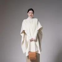 多肉宝贝100%绵羊毛双面羊毛斗篷外套女气质温柔百搭2509AL990