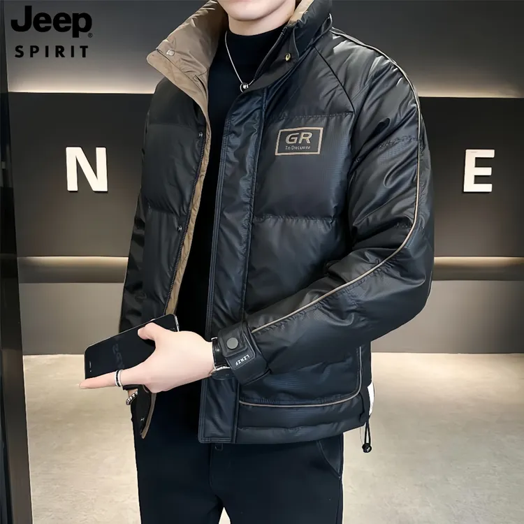 JEEPSPIRIT吉普高级感拼色秋冬男士休闲羽服冬季新款加厚潮流短款