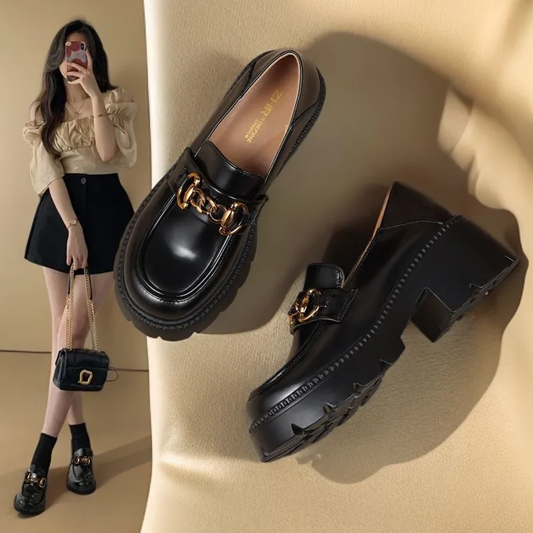 ZHR/则则软底厚底皮鞋女鞋乐福鞋新款爆款制服鞋瓢鞋一护士鞋真皮