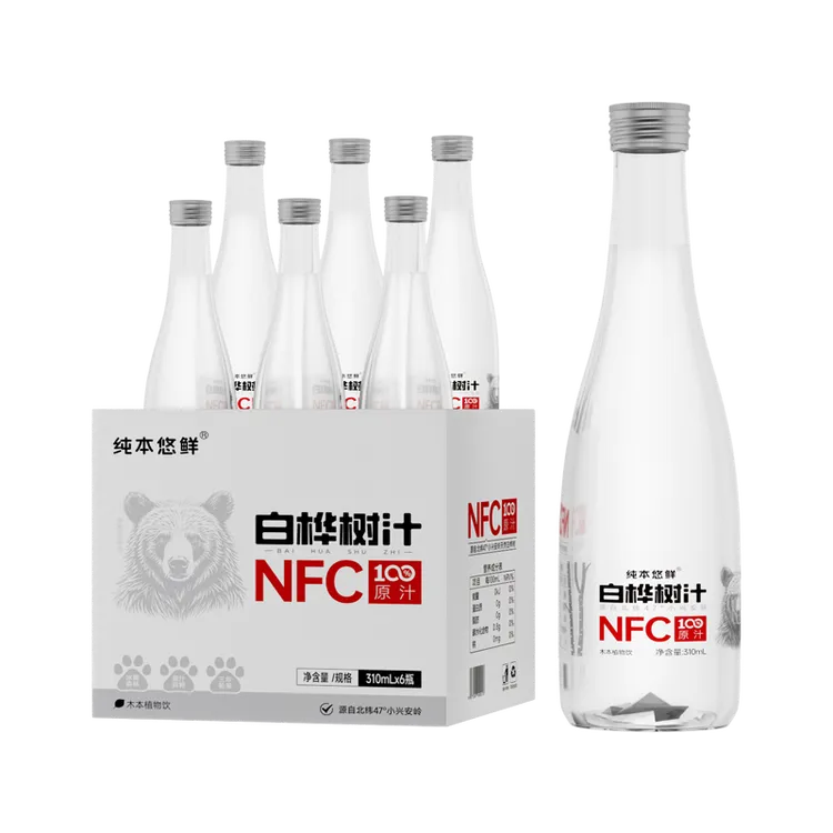 纯本悠鲜白桦树汁100%原汁原液小兴安岭纯天然NFC310ml整箱装饮品