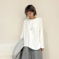 喜悦出品｜昙花｜韩版不规则立体剪裁中长款开叉打底衫