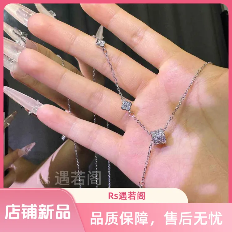 铜项链 轻奢小众设计高级感小蛮腰四叶花项链甜美气质百搭锁骨链