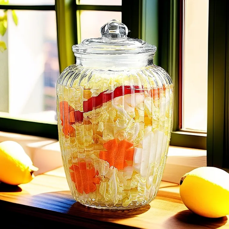 （2300ml）泡菜坛子咸菜罐酸菜罐透明糖果罐家用加厚玻璃密封储物罐