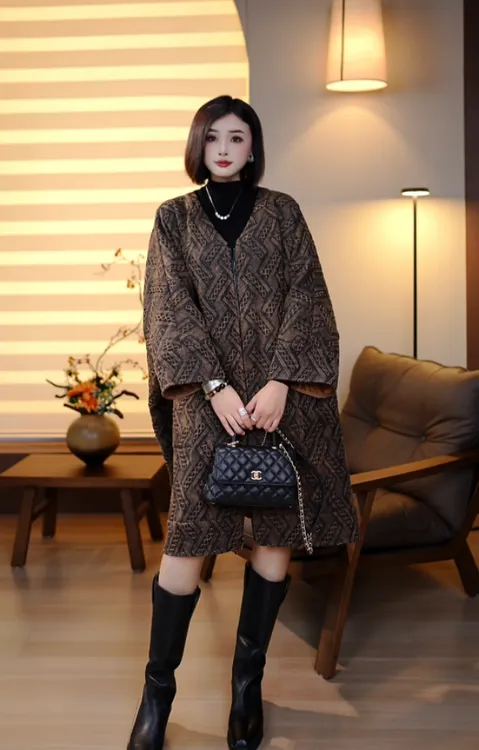 80姆米欧非特香云纱年轻时尚气质编织外套LBW25319-Bn