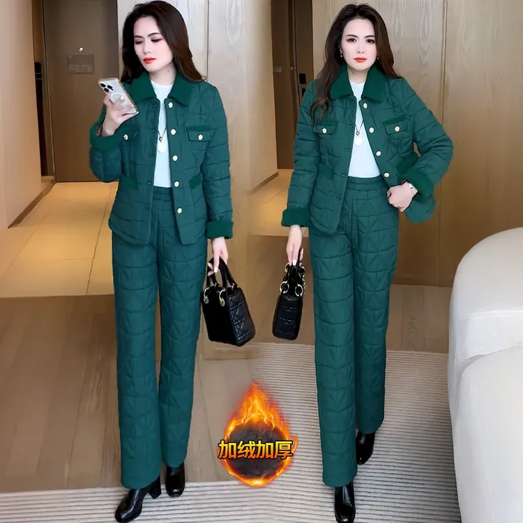 La babite时尚加绒加厚套装女2025冬季新款洋气小个子显瘦两件套