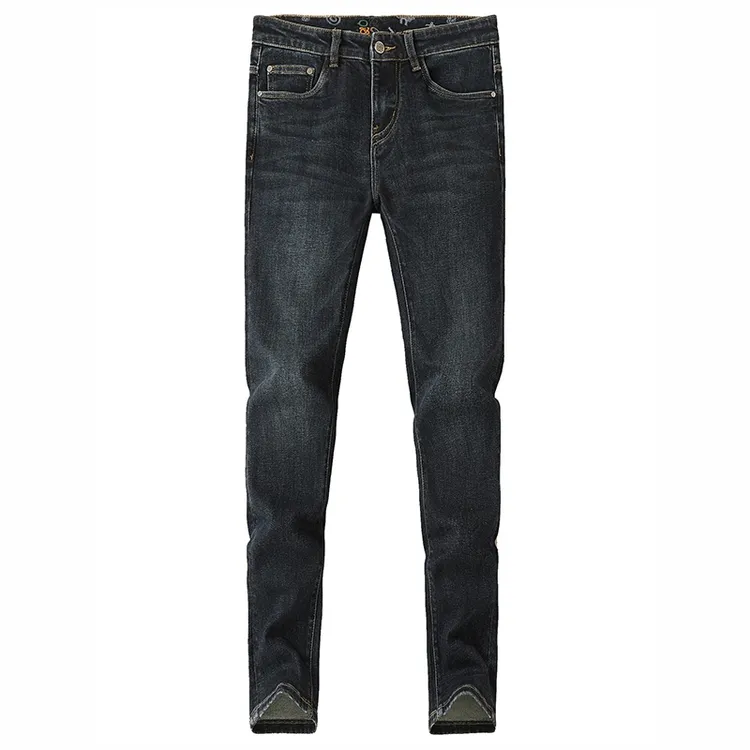 欧洲站潮牌秋冬款修身小脚牛仔裤男百搭休闲小直筒长裤子