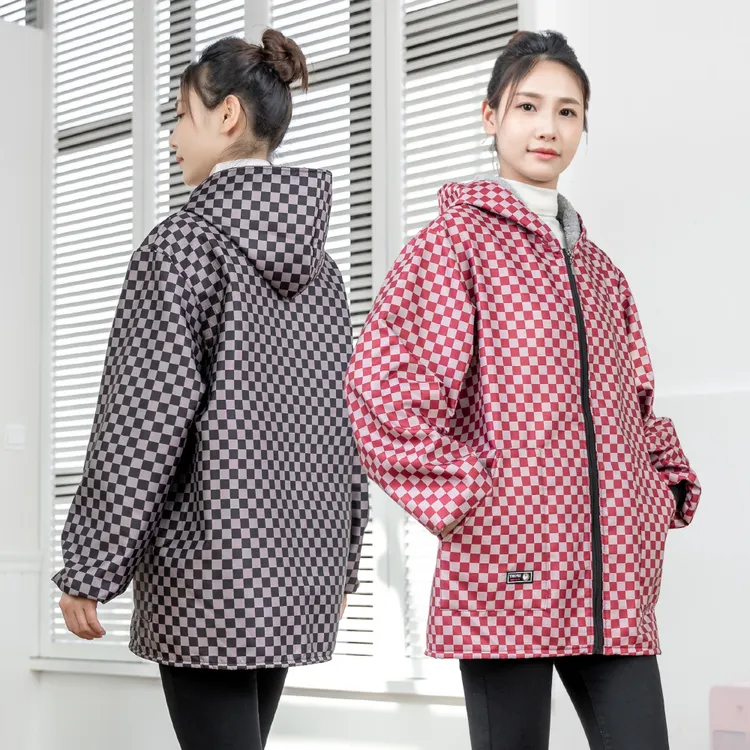 加绒保暖罩衣御寒锁温围裙长袖防水工作服抗风户外干活加厚男女款