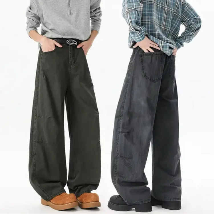 春夏新款美式弯刀休闲裤男潮牌高街潮流高级感宽松直筒vibe阔腿裤