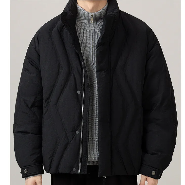 韩版休闲高级白鸭绒立领短款羽绒服男宽松保暖加厚冬季新款外套男