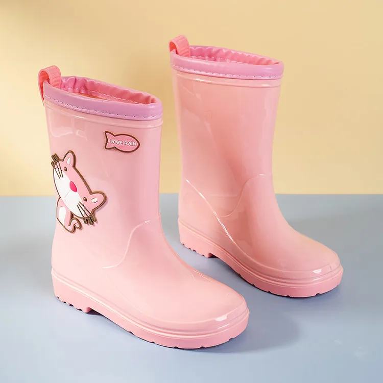 中大童防水儿童雨鞋女童中筒防滑卡通水鞋小孩学生鞋宝宝雨靴胶鞋