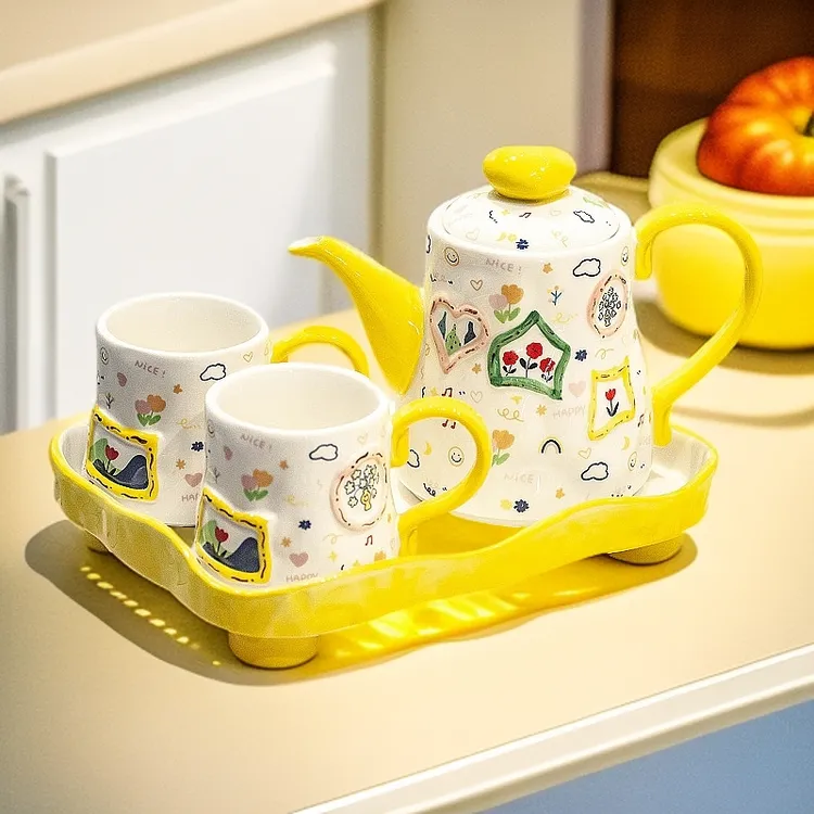 高颜值陶瓷喝水杯子水具茶具茶壶茶杯客厅待客家用乔迁新居礼物