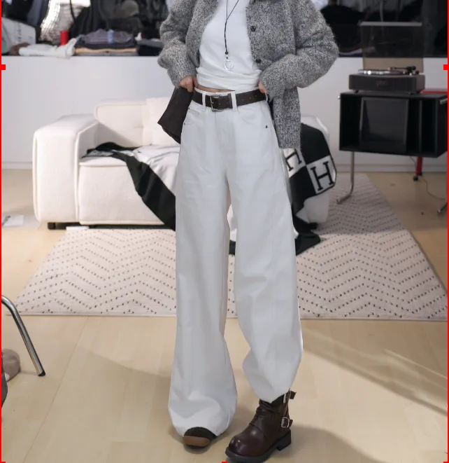 【FLARE SOIL】秋冬白牛韩系牛仔裤直筒裤加绒保暖穿搭裤子 T4993B