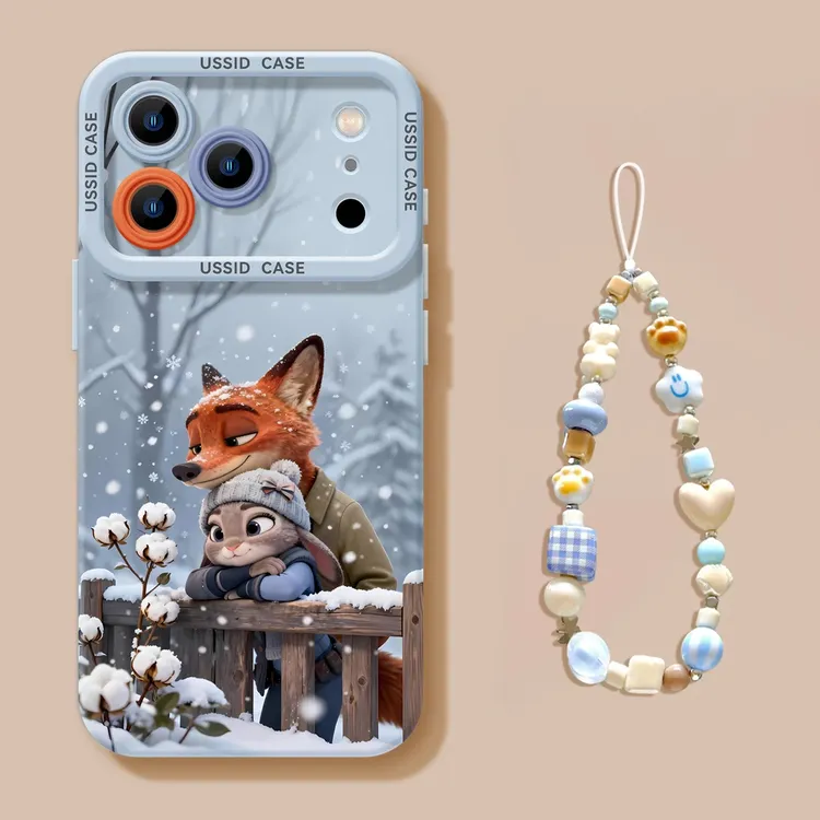 冬日雪地狐狸和兔子适用iPhone17Promax手机壳苹果16创意15新款14