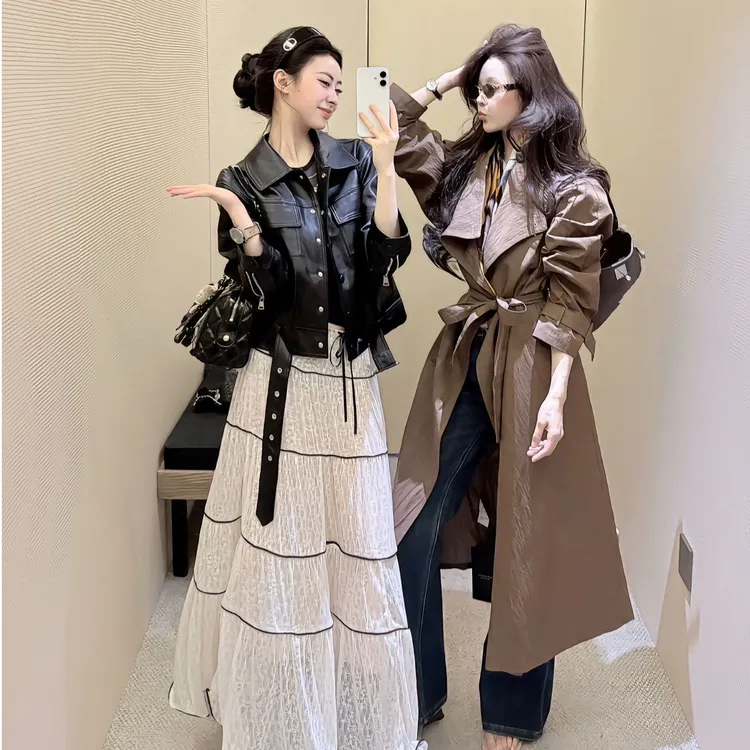 高级感气质显瘦外穿黑色皮衣外套秋季新款时尚套装性感辣妹半裙女