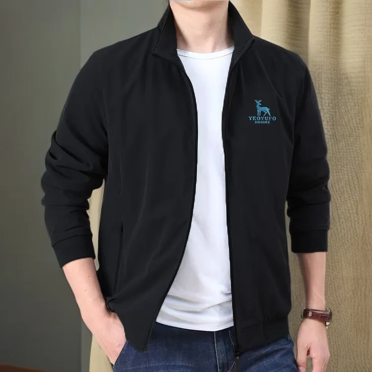 春秋季高领外套薄款立领夹克大码男装加肥加大号胖子肥佬运动褂子