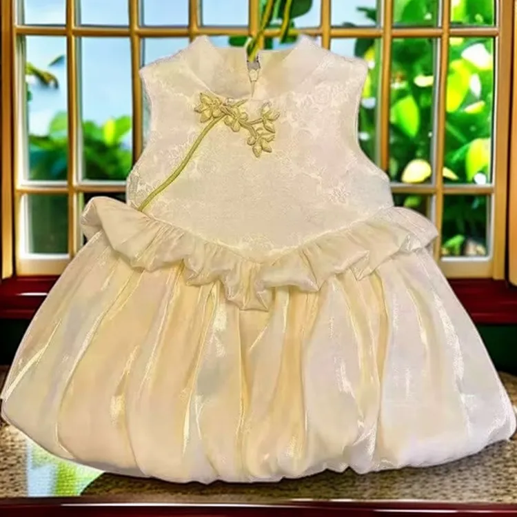 女童夏季高端衣服抓周生日中式国风礼服婴幼儿童公主裙洋气包屁裙