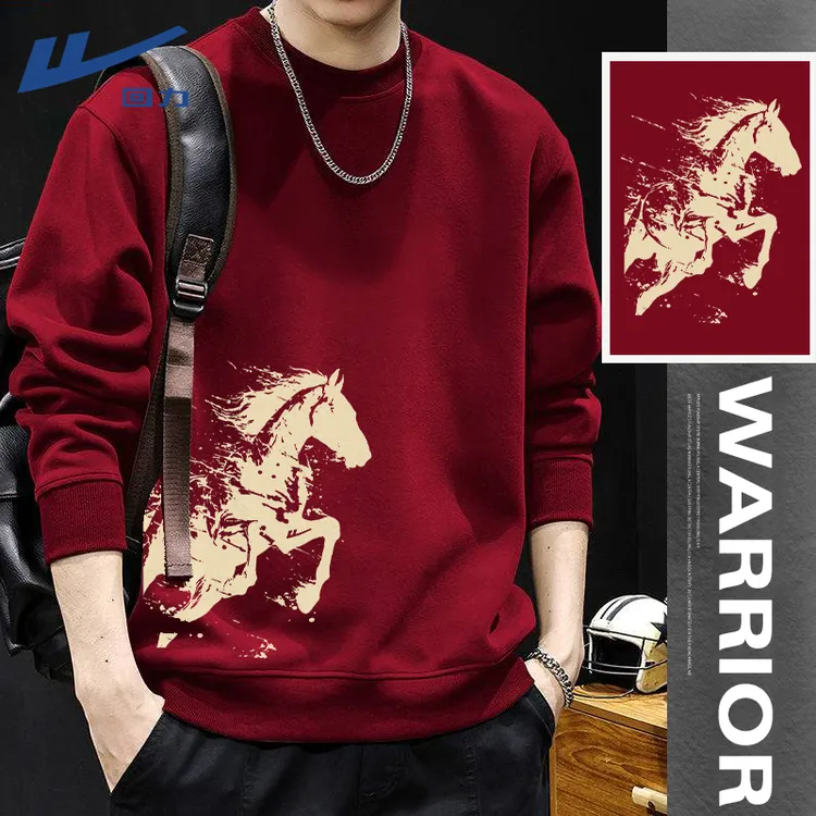 回力圆领卫衣男士本命年马年酒红色衣服秋冬装2026年加绒情侣上衣