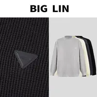 BIG林秋季男生毛衣百搭简倒三角LOGO休闲保暖针织毛衣 M9007