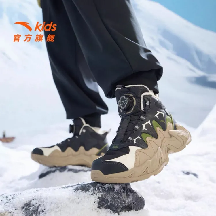 【凛冬棉鞋】安踏儿童秋冬新款防水防滑减震加绒保暖高帮休闲运动鞋