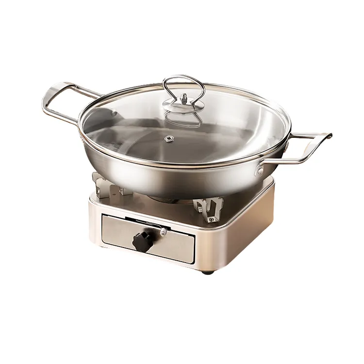 【福利】小火锅干锅饭店防风酒精炉商用特厚不锈钢抽屉式炉灶底座