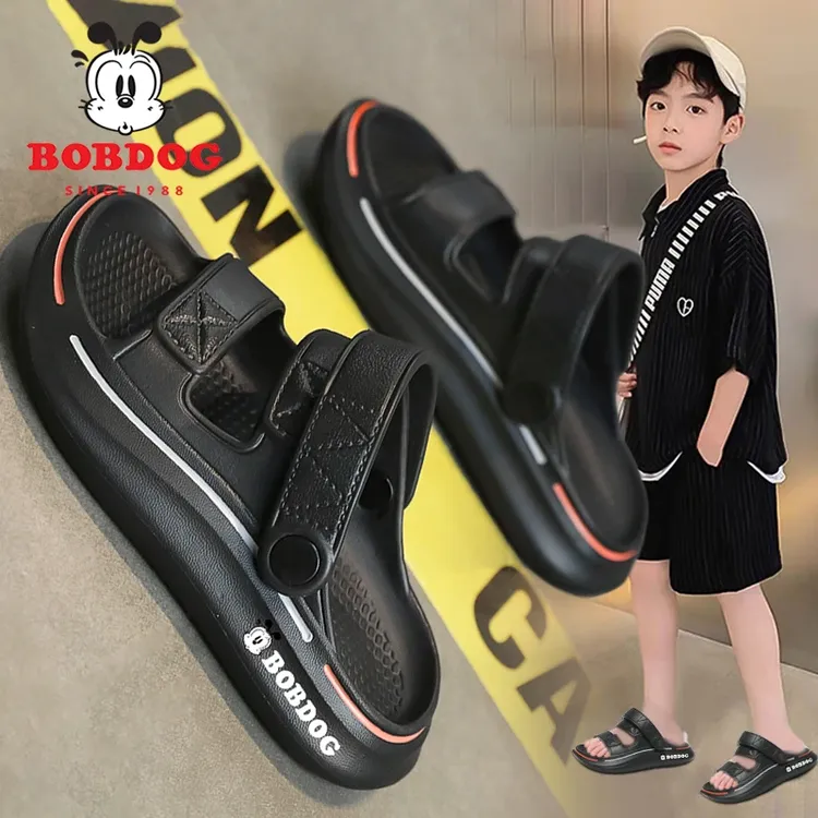 巴布豆儿童拖鞋透气男厚底一字拖中性休闲风男童防滑防臭户外凉鞋